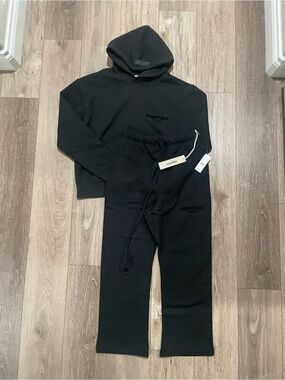 Essentials Black Sweatpants & Hoodie Set